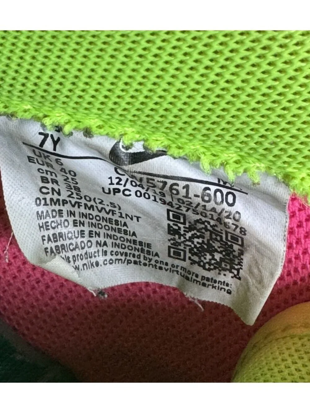Nike Air Force 1 GS Pink Volt Sneakers Kids Size 7  Youth CW5761-600
